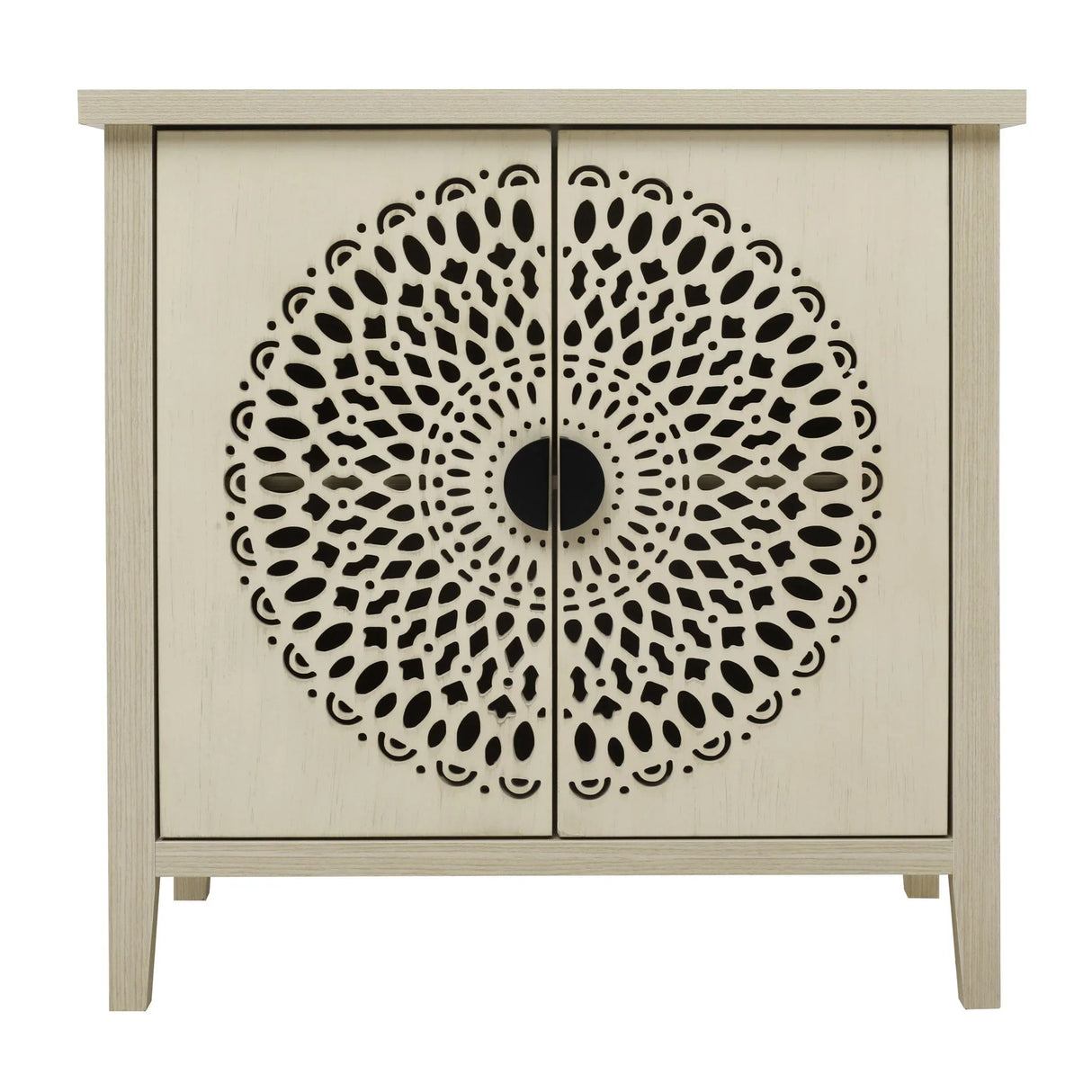 Hollow Carved 2 Door Accent Cabinet Sideboard Buffet Storage Cabinet With Adjustable Shelf For Entryway Living Room Bedroom - Natural - Furniture Home Direct