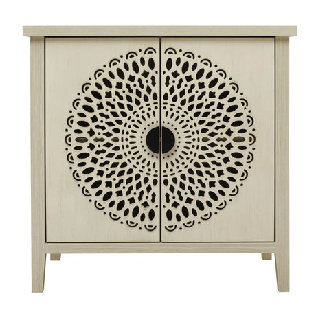 Hollow Carved 2 Door Accent Cabinet Sideboard Buffet Storage Cabinet With Adjustable Shelf For Entryway Living Room Bedroom - Natural - Furniture Home Direct