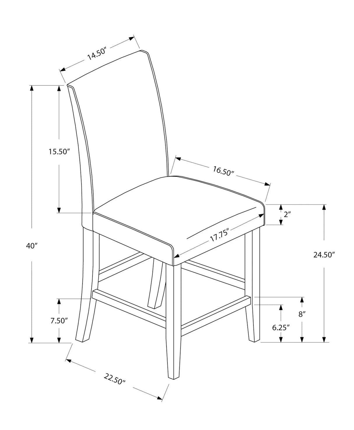 Counter Height Dining Chair Upholstered Leather Look (Set of 2) - Furniture Home Direct