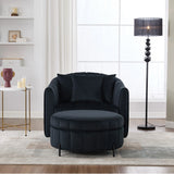 Oversized Velvet Swivel Barrel Accent Chair And Ottoman Set With Storage - Furniture Home Direct