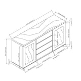Stacey - Buffet With Storage Drawers And Marble Detailing - Black / Marble - Furniture Home Direct