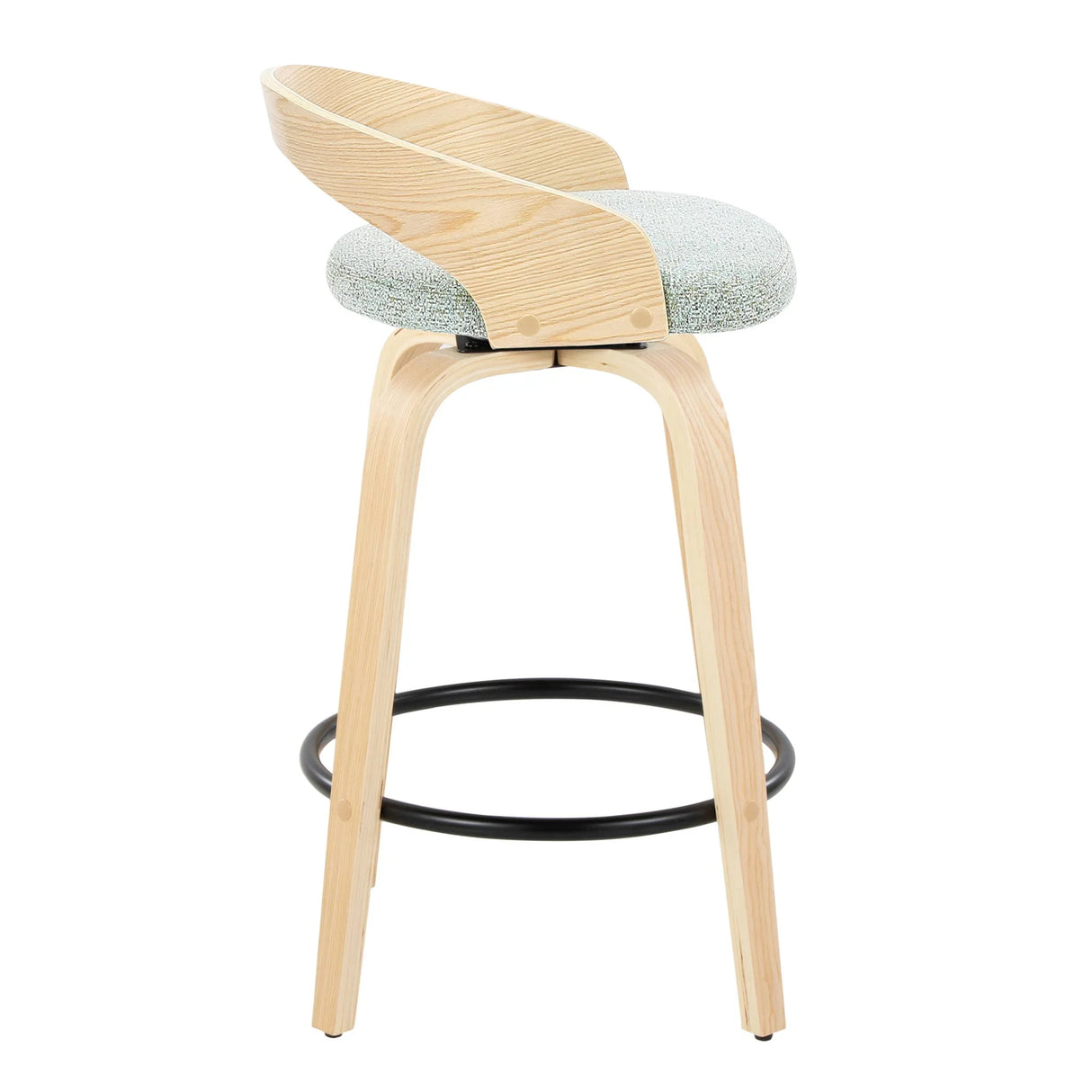 Grotto - Mid-Century Modern Fixed Height Counter Stool Swivel &h Round Footrest - Furniture Home Direct