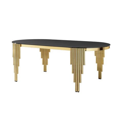Oval Dining Table With Glass Top And Stainless Steel Base - Furniture Home Direct