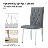 Dining Chairs Tufted Back Chrome Legs Charcoal Gray - Furniture Home Direct