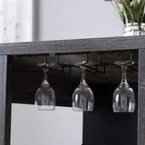 Home Bar Table With Wine Glass Compartment And Three Shelves - Distressed Gray / Black - Furniture Home Direct