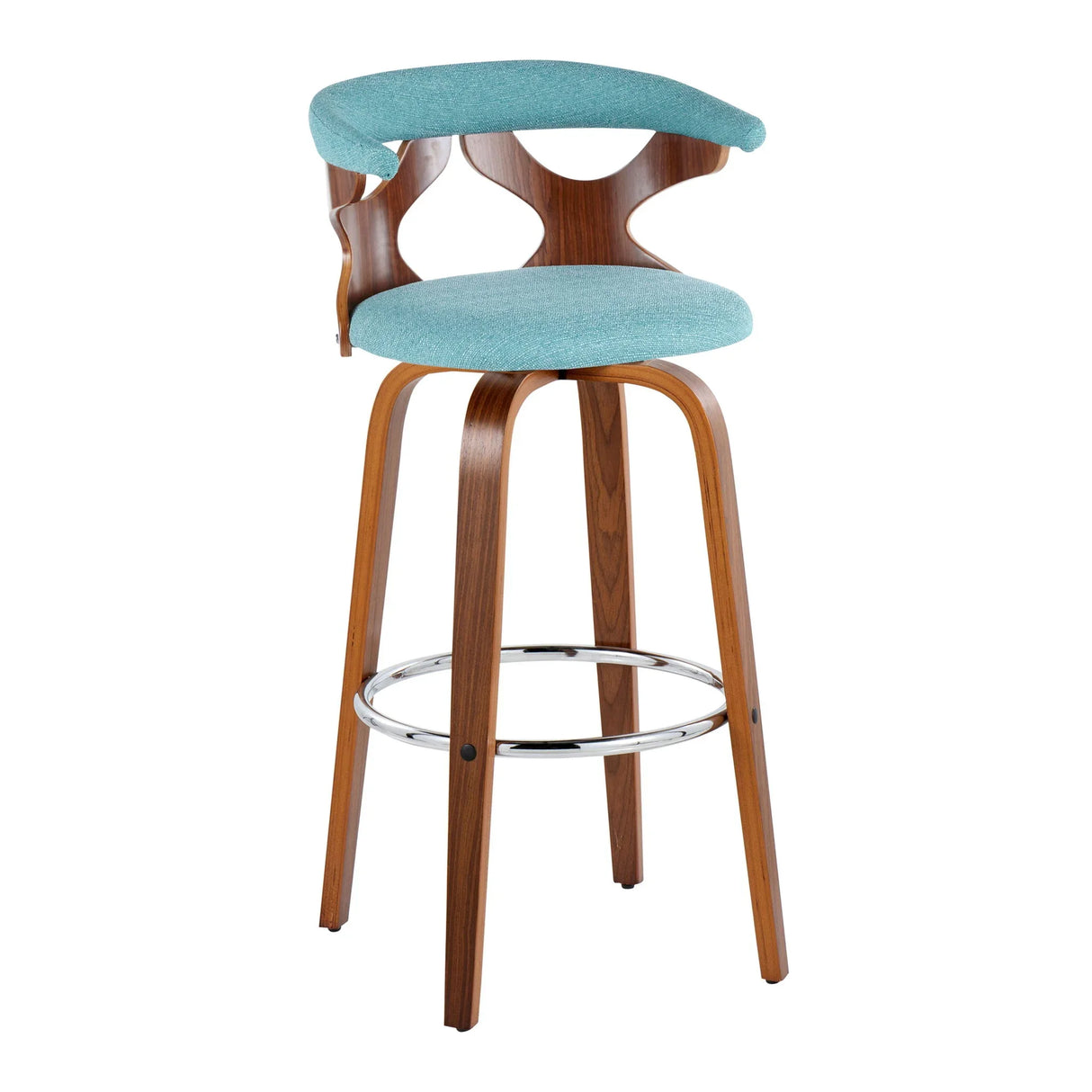 Gardenia - Mid Century Modern Fixed Height Barstool With Swivel With Round Footrest (Set of 2) - Furniture Home Direct