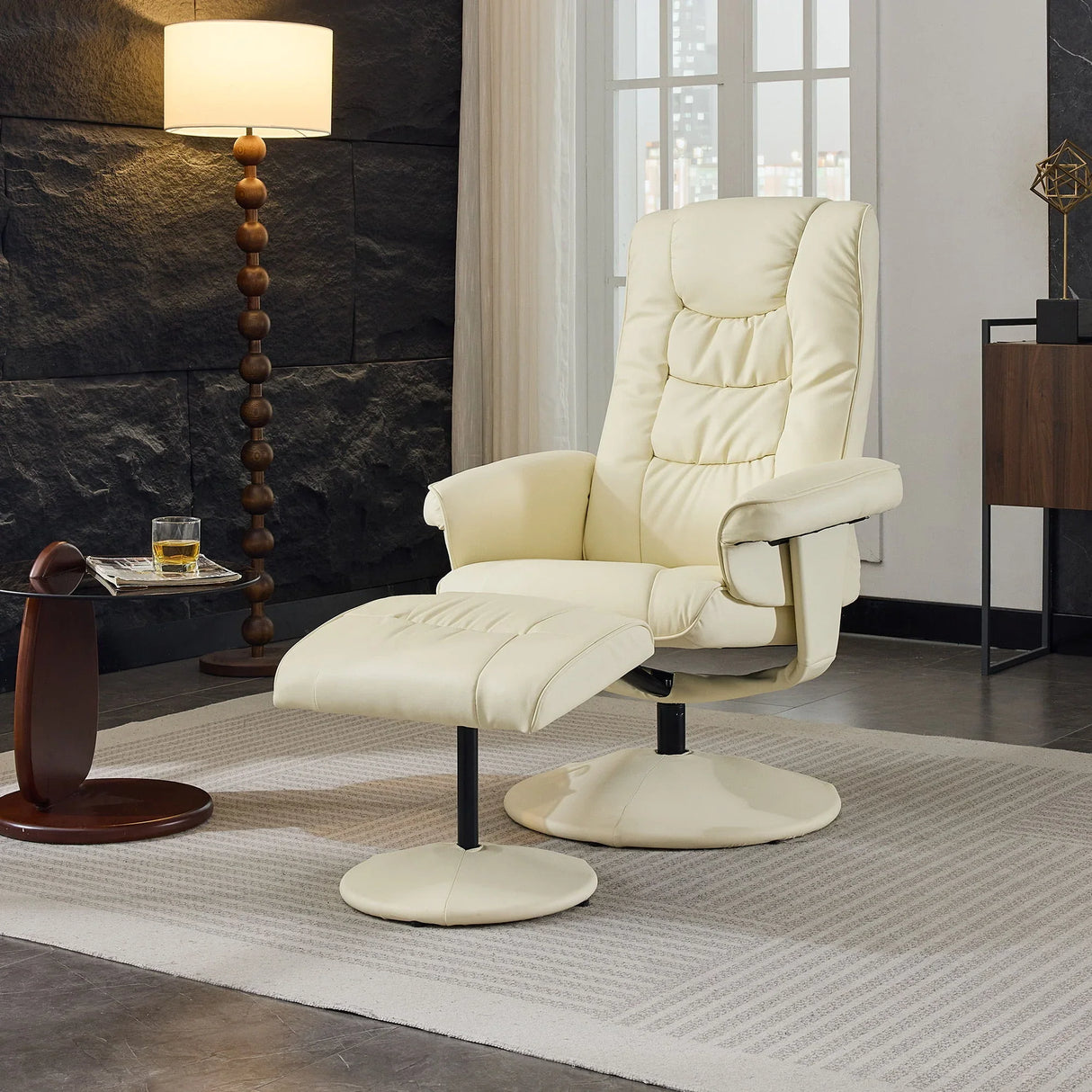 Recliner Chair With Ottoman, 360° Swivel Massage Lounge Chair With 5-Point Vibration & Heated Seat - Furniture Home Direct