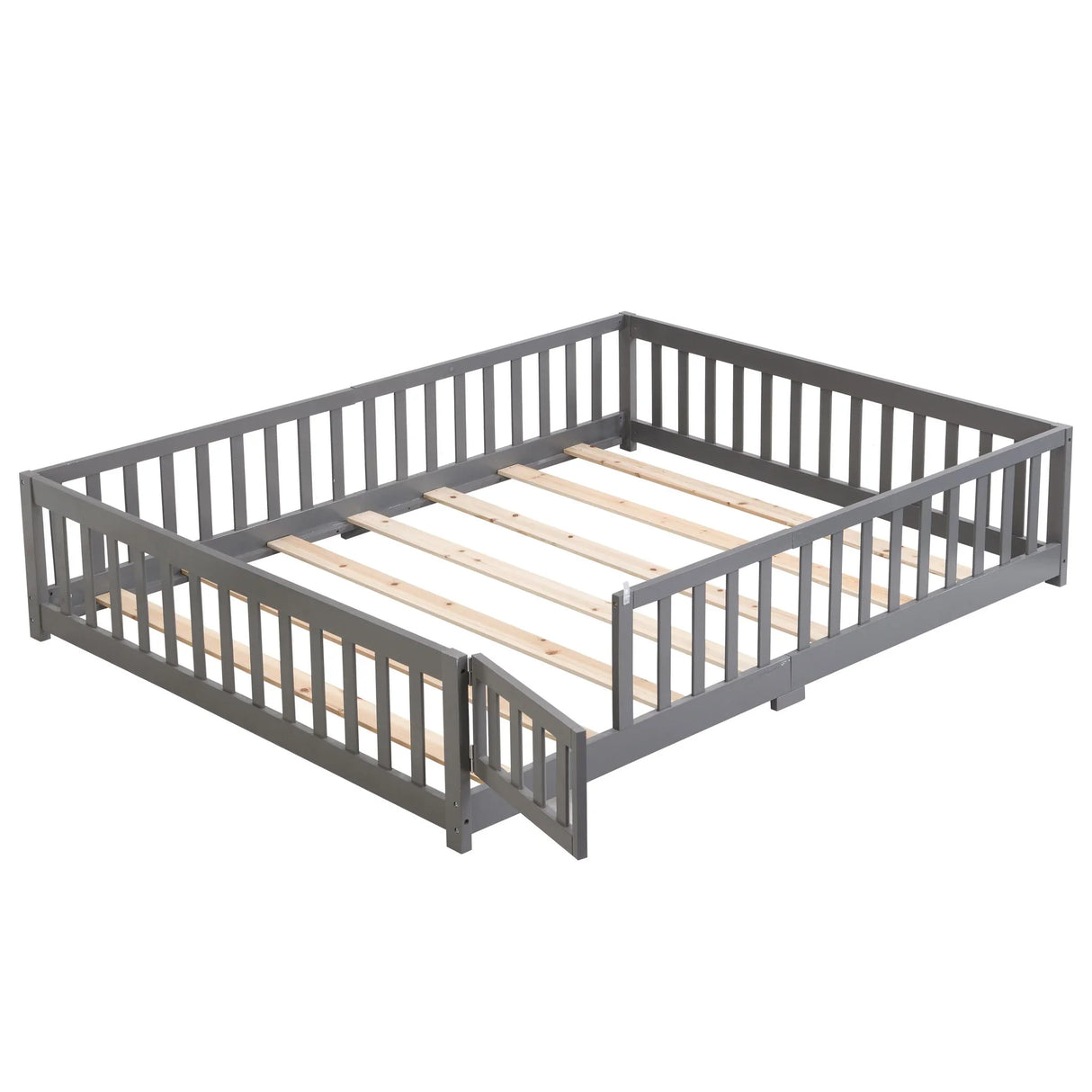Solid Wood Floor Bed With Door And Fence For Children - Furniture Home Direct