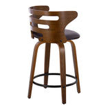 Cosini - Mid-Century Modern Fixed Height Counter Stool With Swivel With Round Footrest (Set of 2) - Walnut / Brown - Furniture Home Direct