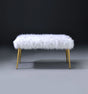 Bagley II - Faux Fur Bench - White / Gold - Furniture Home Direct