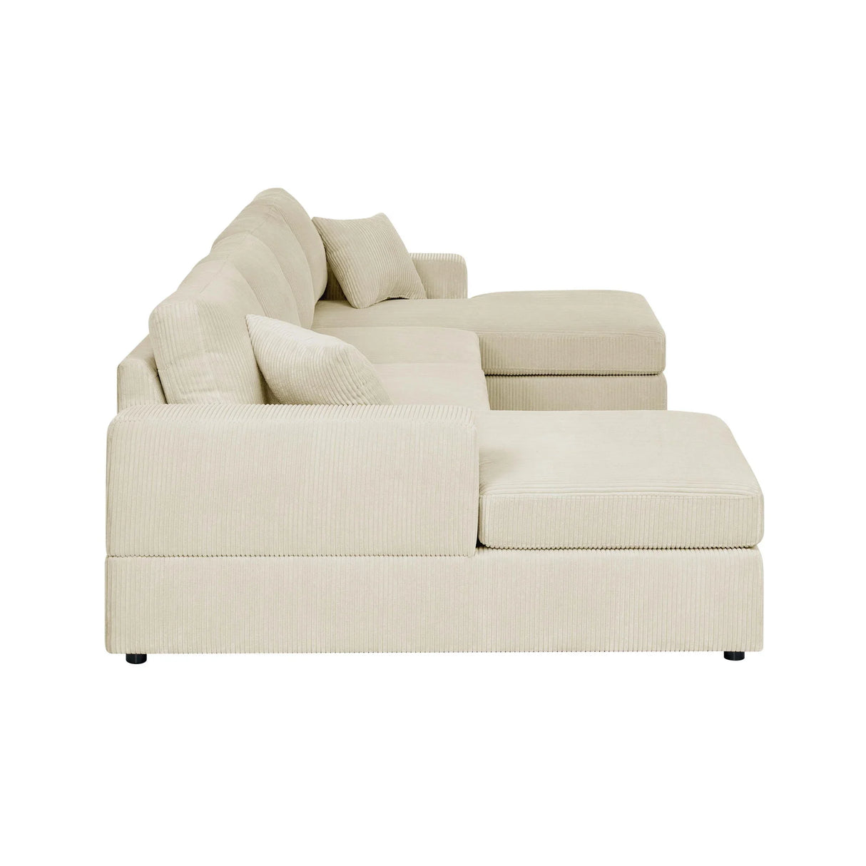3 Piece Corduroy Double Chaise Sectional Sofa - Furniture Home Direct