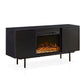 Oak Board Cabinet, The Middle Layer Board On Both Sides Of The Cabinet Can Be Adjusted, The Furnace Is Embedded In The Middle Grid With The Remote Control - Furniture Home Direct