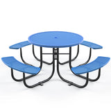 Round Outdoor Steel Picnic Table 46" With Umbrella Pole - Furniture Home Direct
