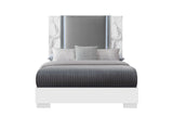 Moon 5 Piece White Marble King Bedroom Set(Inludes King Bed,Dresser,Mirror,Nightstand,Chest) - Furniture Home Direct