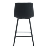 Counter Stool Set Faux Leather Tufted Cushions Black - Furniture Home Direct
