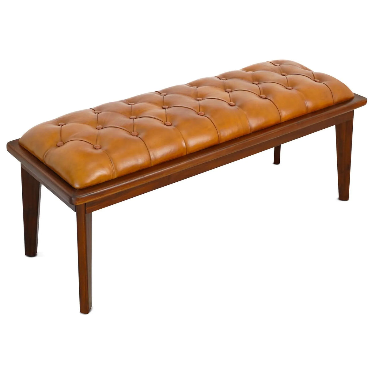 Arden - Bench With Buttons - Brown / Rustic / Tan - Furniture Home Direct
