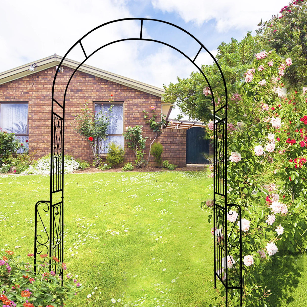 Metal Garden Arch Garden Arbor Trellis Climbing Plants Support Rose Arch Outdoor Arch - Furniture Home Direct