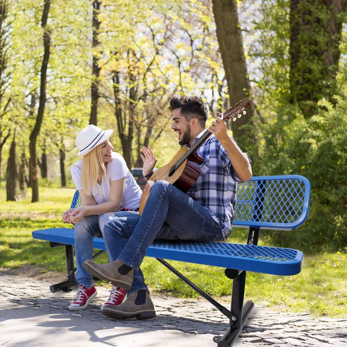 Outdoor Steel Bench With Backrest - Furniture Home Direct