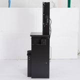 Vanity Desk With Cushioned Stool Lighted Mirror Black - Furniture Home Direct