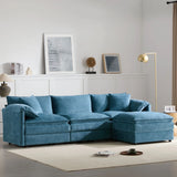 Modular Sectional With Deep And Wide Seat, Cloud Couch Set With Double Cushions Sofa With Movable Ottoman - Furniture Home Direct