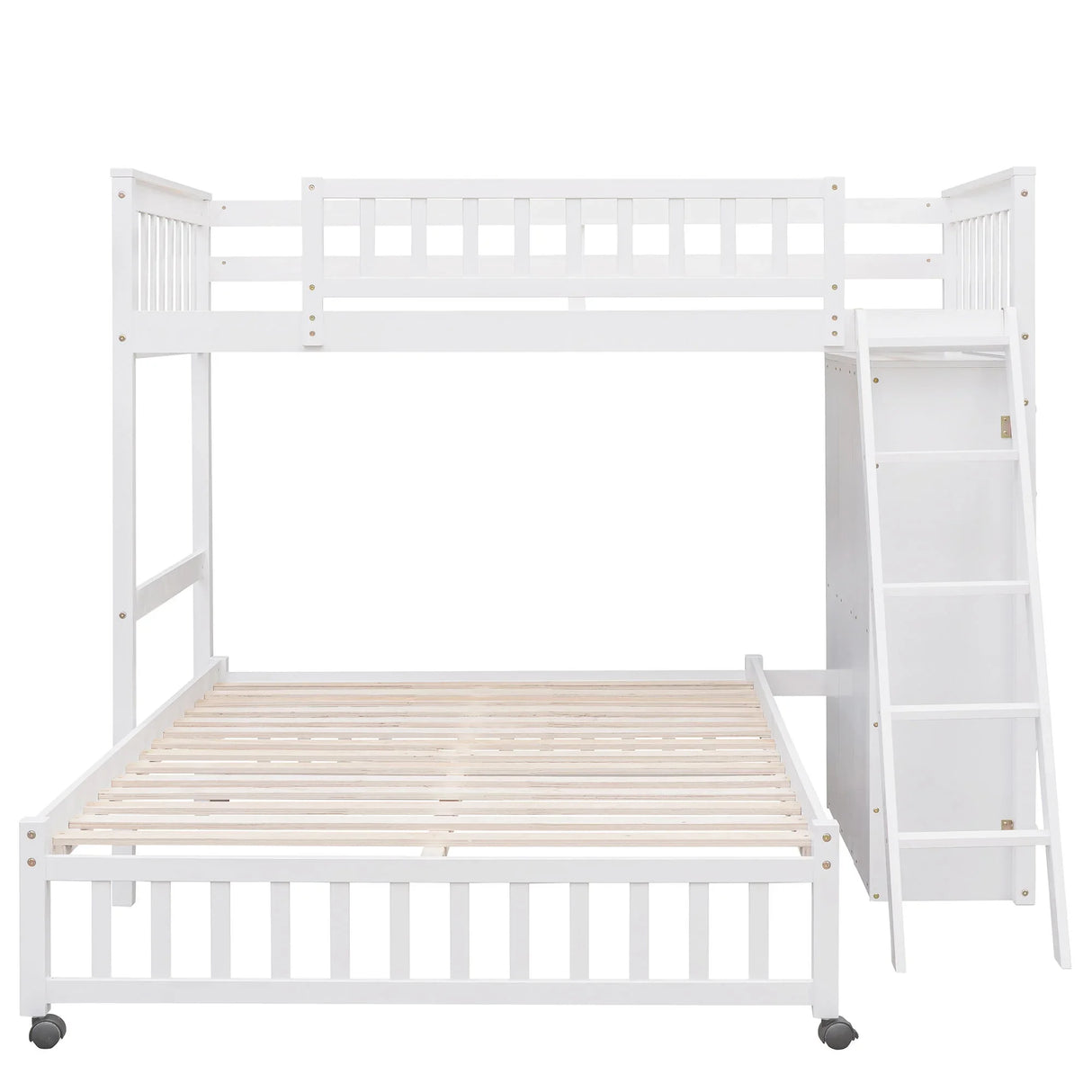 Bunk Bed With 6 Drawers And Flexible Shelves, Bottom Bed With Wheels - Furniture Home Direct