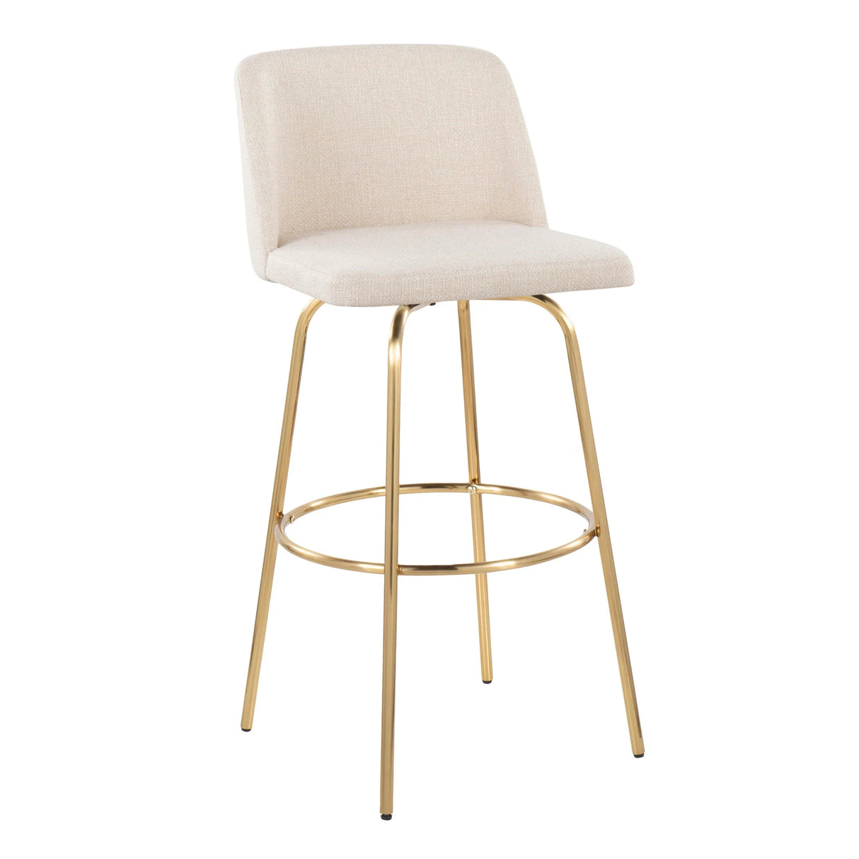 Toriano - Contemporary Fixed Height Barstool With Swivel And Round Footrest (Set of 2) - Furniture Home Direct