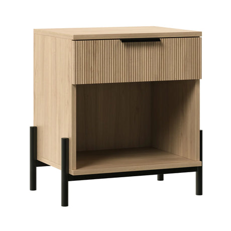 Modern Fluted Drawer Nightstand With Open Cubby Coastal - Furniture Home Direct
