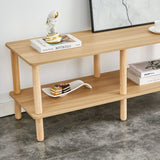 Modern Double Deck TV Cabinet With Open Storage Shelf, Rounded Legs - Furniture Home Direct