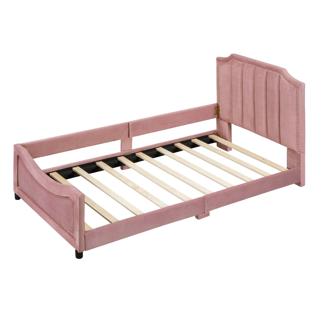 Upholstered Daybed With Classic Stripe Shaped Headboard - Furniture Home Direct
