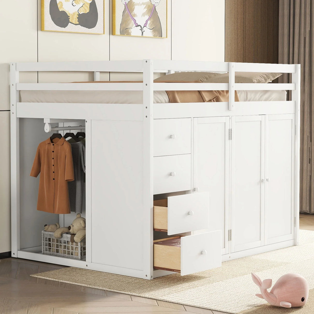 Loft Bed With Built In Wardrobes, Cabinets And Drawers - Furniture Home Direct