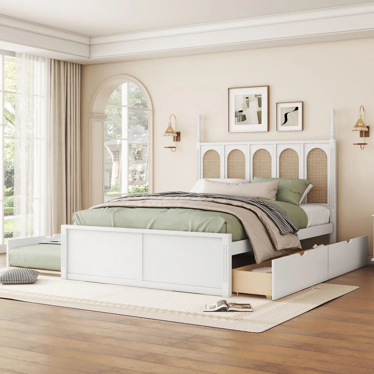 Platform Bed With With 2 Big Drawers With Trundle - Furniture Home Direct