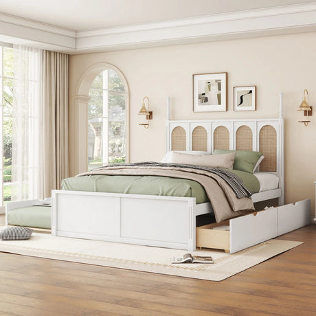 Platform Bed With With 2 Big Drawers With Trundle - Furniture Home Direct