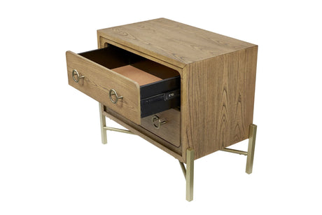 2 Drawer Nightstand With USB - Latte - Furniture Home Direct