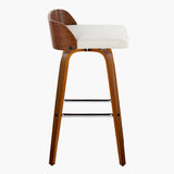 Maya - Mid Century Modern Fixed Height Barstool With Swivel With Square Footrest (Set of 2) - Furniture Home Direct