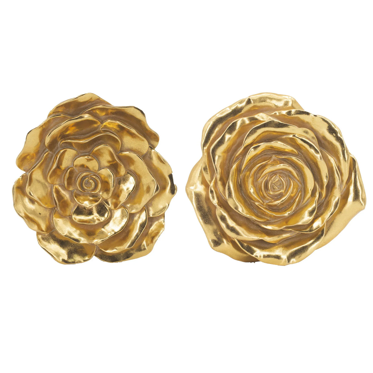 Rose Hanging Wall Accents (Set of 2) - Gold - Furniture Home Direct