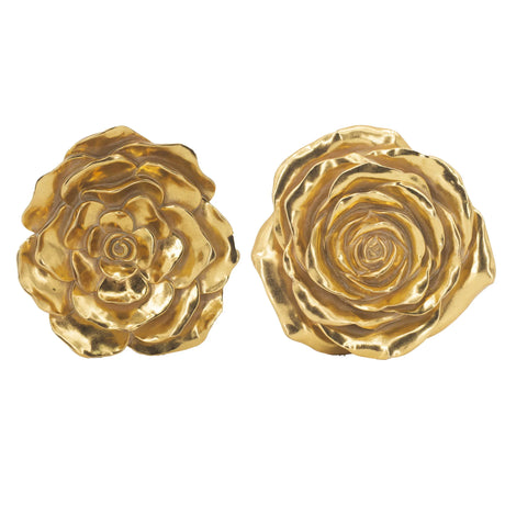 Rose Hanging Wall Accents (Set of 2) - Gold - Furniture Home Direct