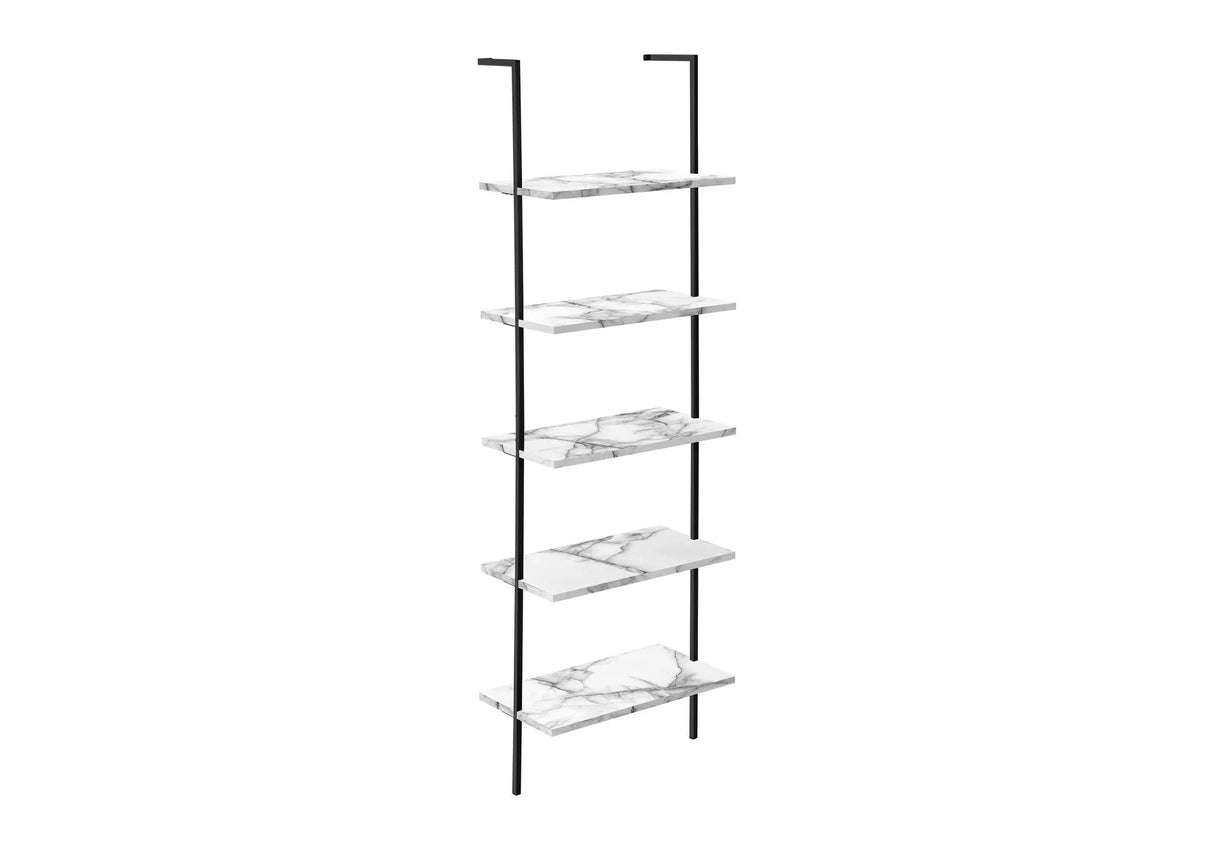 Bookshelf, Bookcase, Etagere, Ladder, 5 Tier, For Office, Marble Look Contemporary & Modern - Furniture Home Direct