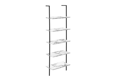 Bookshelf, Bookcase, Etagere, Ladder, 5 Tier, For Office, Marble Look Contemporary & Modern - Furniture Home Direct