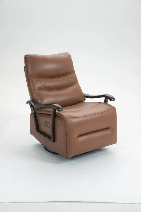 Swivel Rocker Recliner Power Glider Chair With Solid Wood Armrests, Extra Wide Reclining Sofa Chair Upholstered Living Room Single Sofa - Furniture Home Direct
