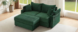 Sofa and Ottoman With Storage, Two USB Ports, Two Cup Holders and Phone Holder - Green - Furniture Home Direct