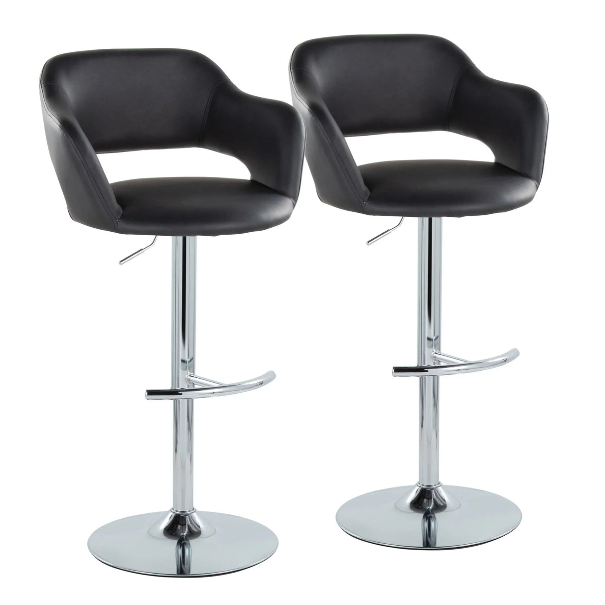 Margarite - Contemporary Ajustable Barstool With Swivel With Rounded T Footrest (Set of 2) - Furniture Home Direct