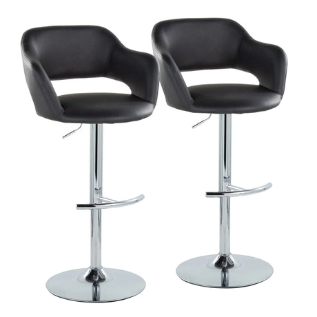 Margarite - Contemporary Ajustable Barstool With Swivel With Rounded T Footrest (Set of 2) - Furniture Home Direct