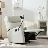 Rocking Recliner Chair, 360 Degree Swivel Nursery Rocking Chair, Glider Chair, Modern Small Rocking Swivel Recliner Chair For Bedroom, Living Room Chair Home Theater Seat, Phone Holder - Light Gray - Furniture Home Direct