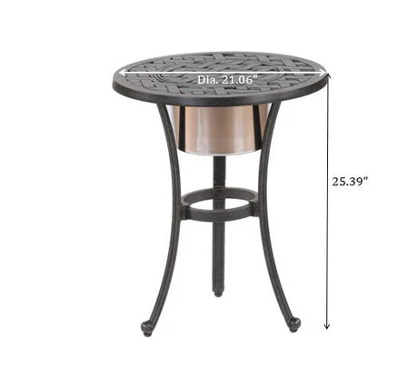 21" Cast Aluminum Round Table With Ice Bucket - Furniture Home Direct