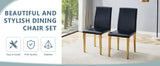 Dining Chairs Four Modern PU Leather Gold Legs Black - Furniture Home Direct