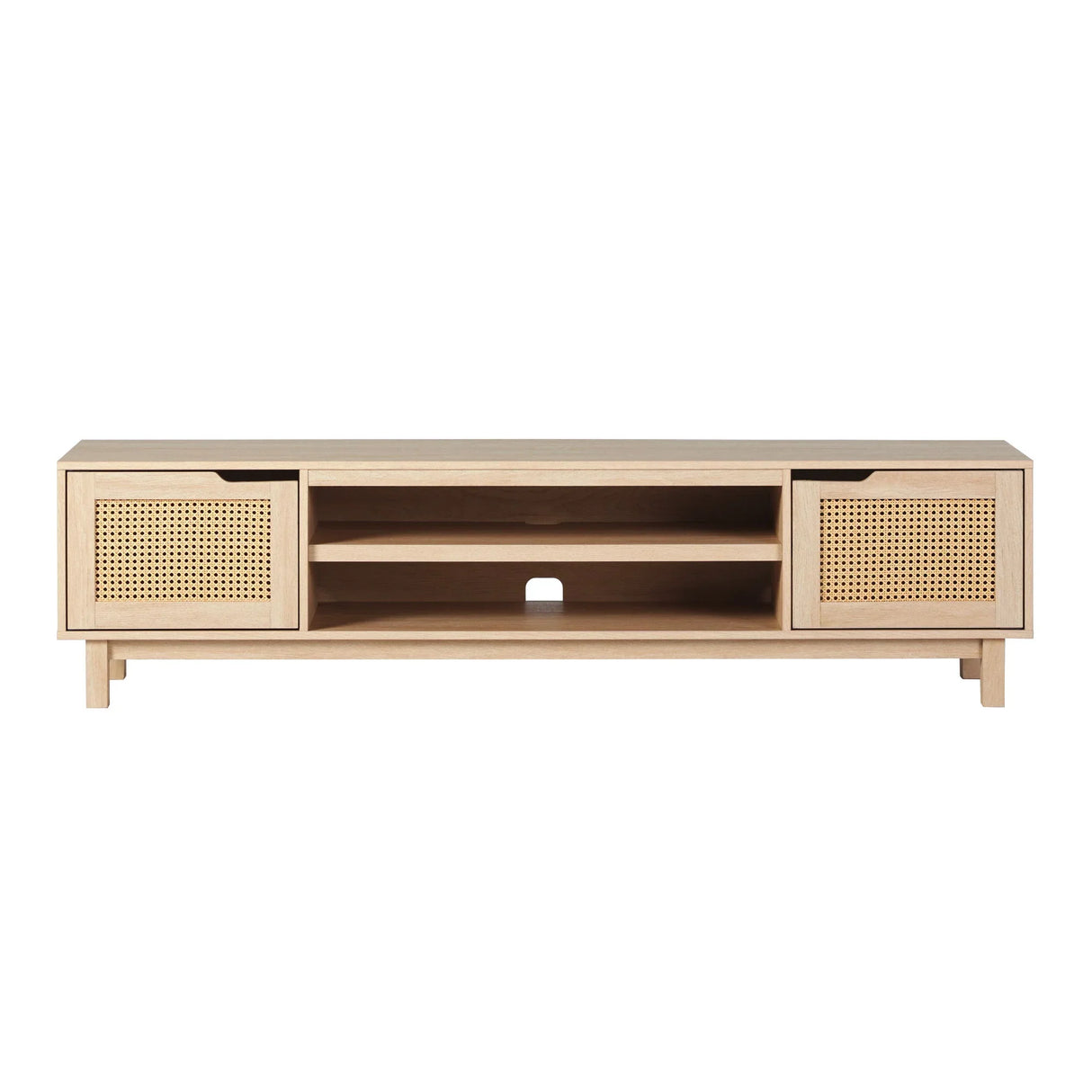 Modern Door Low TV Stand For TVs Up To 80" - Coastal Oak - Furniture Home Direct