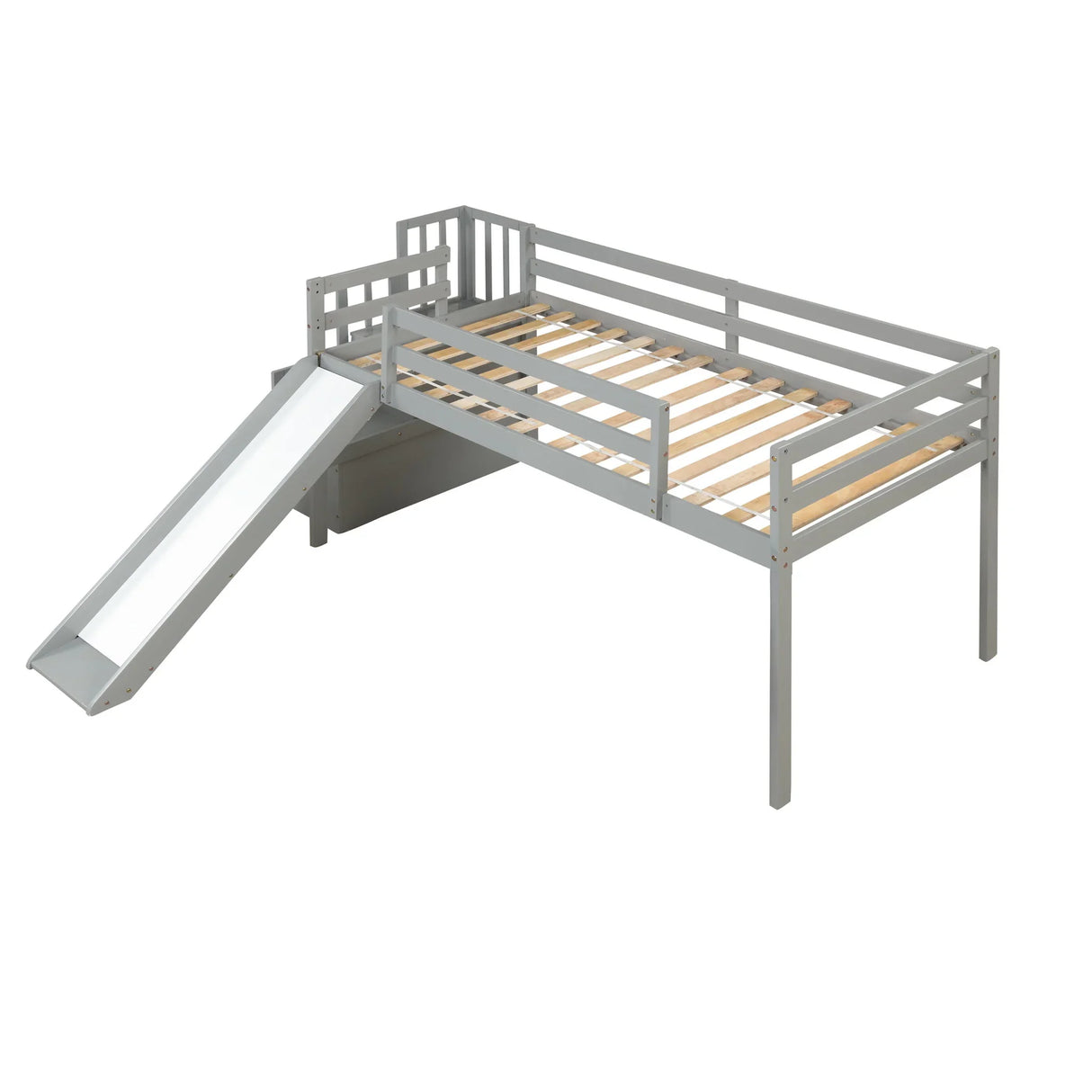 Loft Bed With Staircase, Storage, Slide, Full-Length Safety Guardrails, No Box Spring Needed - Furniture Home Direct