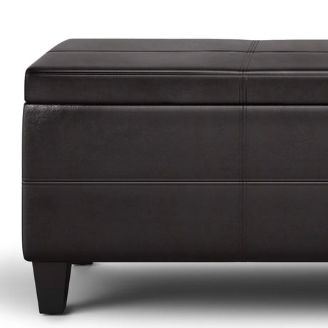 Avalon - Lift Top Rectangular Storage Ottoman - Tanners Brown - Furniture Home Direct
