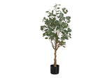 46" Tall, Artificial Plant, Eucalyptus Tree, Indoor, Faux, Fake, Floor, Greenery, Potted, Decorative - Green / Black - Furniture Home Direct