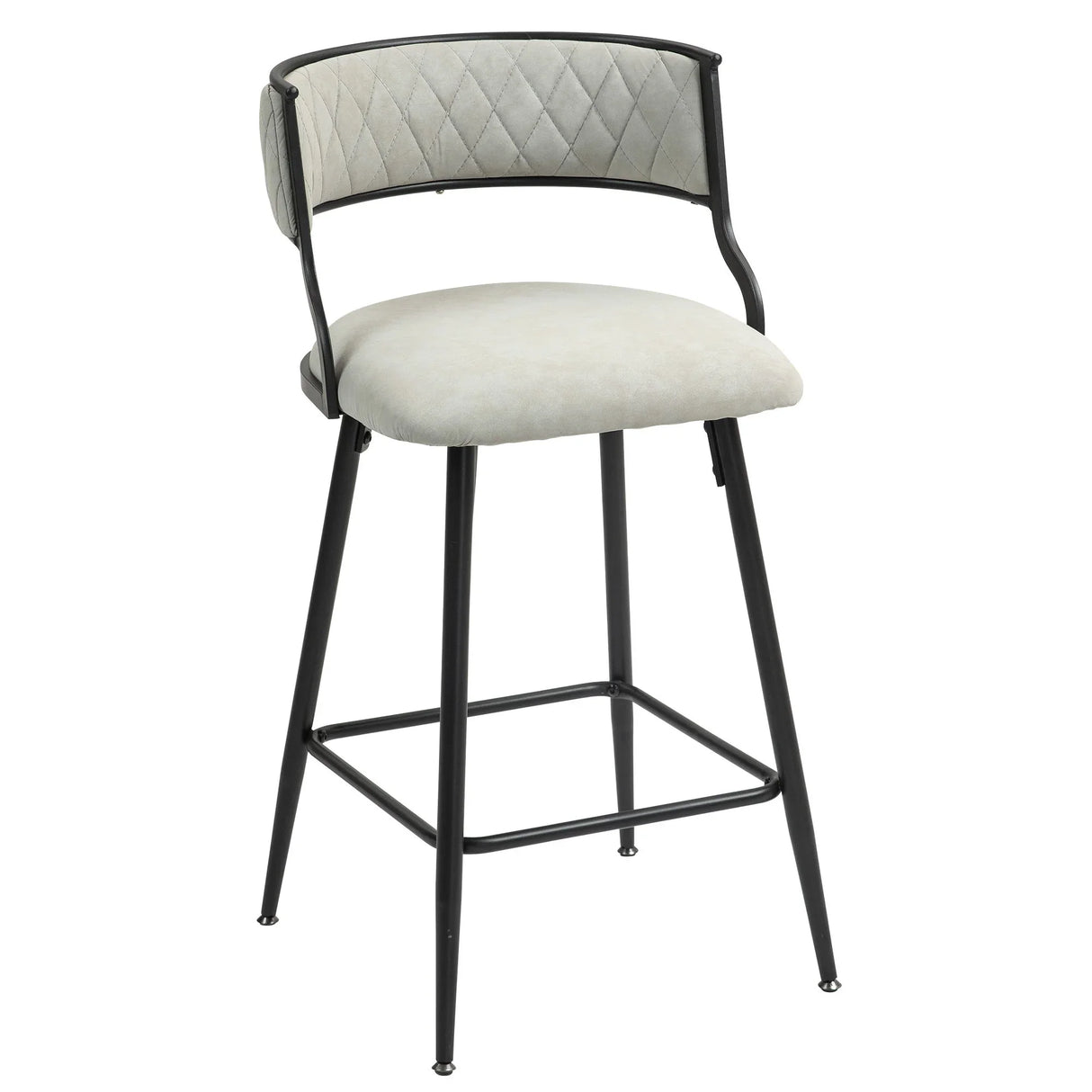 Counter Height Bar Stools With Powder Coating Base And Footrest (Set of 2) - Beige - Furniture Home Direct